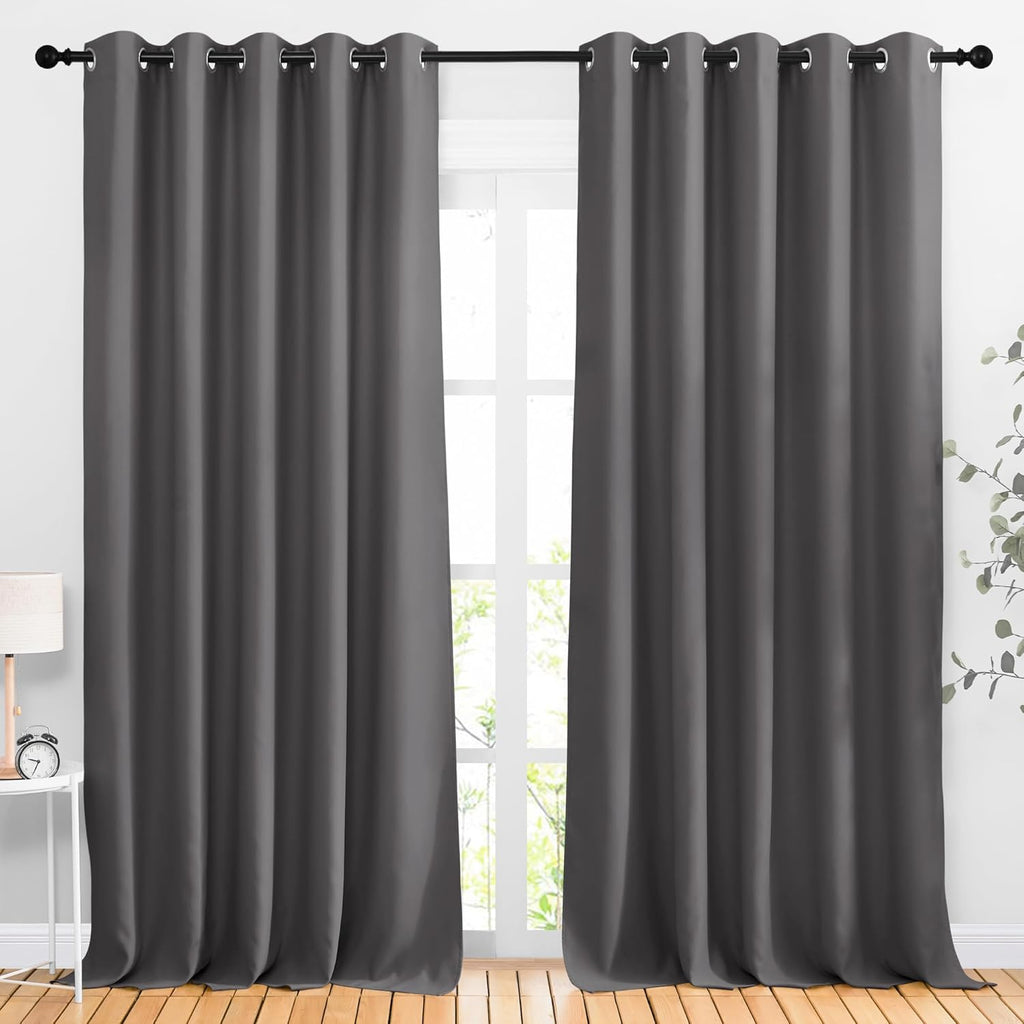 NICETOWN Blackout Curtains - Noise Reducing Thermal Insulated Drapes | 66 x 92 Inch, Gray, 2 Panels