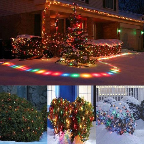 LED Christmas Net Lights - 100 LED Connectable Outdoor Decorations for Bushes | 5ft x 5ft Green Wire