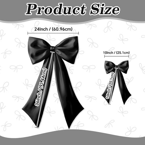 Black Bow Decor | 2 Pack Large & Small Coquette Wall Backdrop for Valentine's Day & Weddings