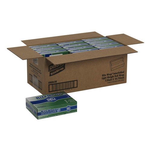 Georgia-Pacific Dixie Rite-Wrap Light-Weight Interfolded Dry Wax Deli Paper by GP PRO (Georgia-Pacific), RW86W, White, 10.75" W x 7.5" L, 6,000 Count (Case of 12 Boxes, 500 Sheets Per Box)