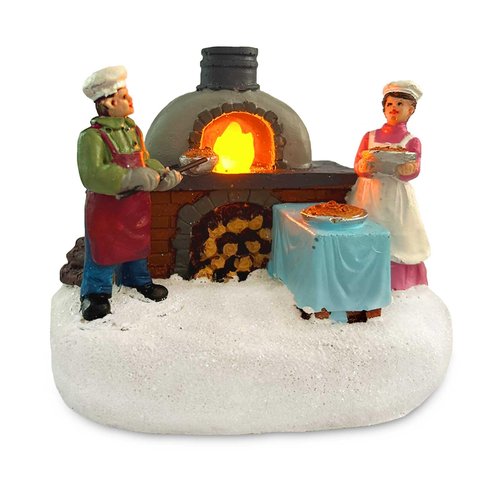 innodept12 Christmas Village Accessories Figurines Scene with LED Light, Battery Operated(3V) not Included (Outdoor Oven)
