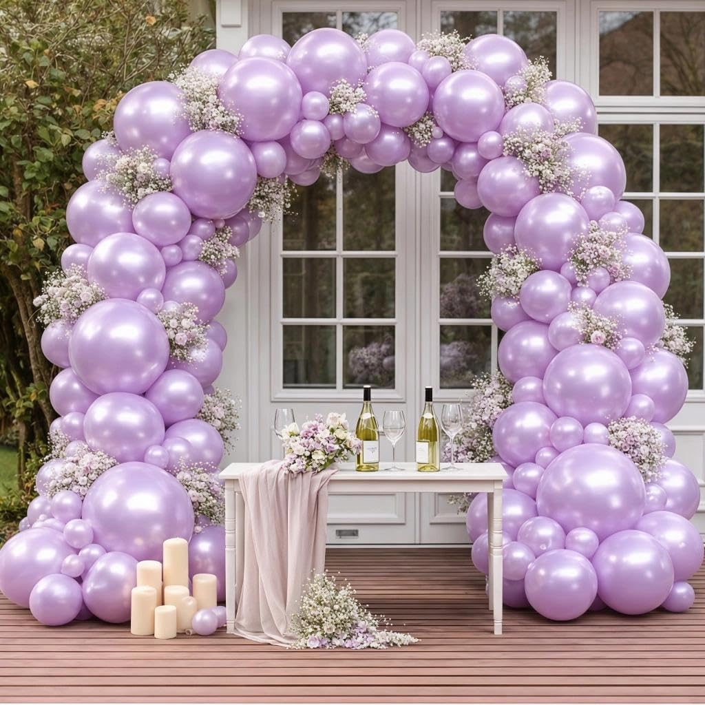 Regine Switzerland Pearl Purple Balloons - Double Stuffed Light Lavender Lilac for Birthday & Baby Shower Decor | 18/12/5in Sizes