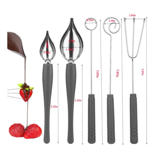 5 PCS Candy Dipping Tools Cooking Spoons Stainless Steel Set Stainless Steel Chocolate Spoons - Candy Making Supplies & Dipping Tool for Chocolate Dipping, Candy Making Kit & Kitchen Baking, Durable