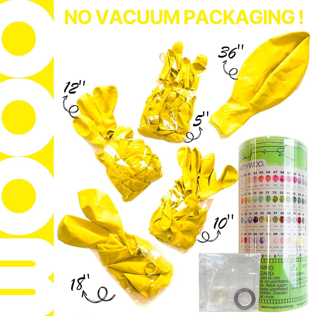 PartyWoo Yellow Balloons - 127-Piece Matte Latex Balloon Arch Kit for Easter & Birthday Celebrations | 5-18 Inch Sizes