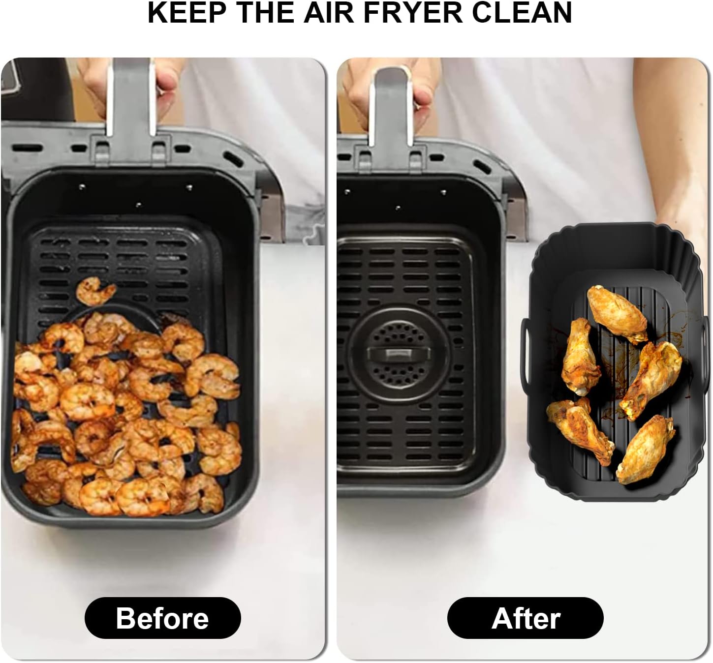 Skiennix Silicone Air Fryer Liners - Reusable 2-Pack for Ninja Foodi & 8-10QT Air Fryers