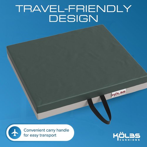 Kölbs Gel Extreme Wheelchair Seat Cushion - Coccyx & Sciatica Pain Relief | 16x16 Inch, 3 Inch Thick