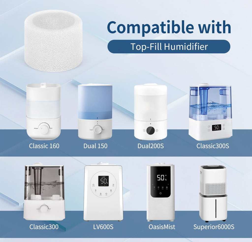30-Pack Top Fill Humidifier Replacement Filter Compatible with LEVOIT Humidifiers Model Classic160, Dual150, Dual200S, Classic300(S), LV600S, OasisMist450S, Superior 6000S Capture Particles
