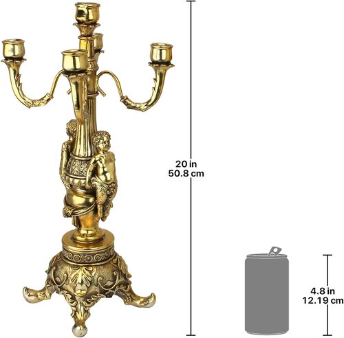 Design Toscano Grande Chateau Beaumont Candelabra - Elegant Candle Holders Set of Two, 20" Tall, Metallic Gold Finish