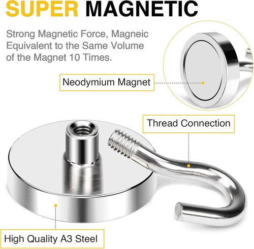 DIYMAG Magnetic Garage Hooks - Heavy Duty 120lbs Capacity | 10 Pack for Kitchen, Classroom & Grills