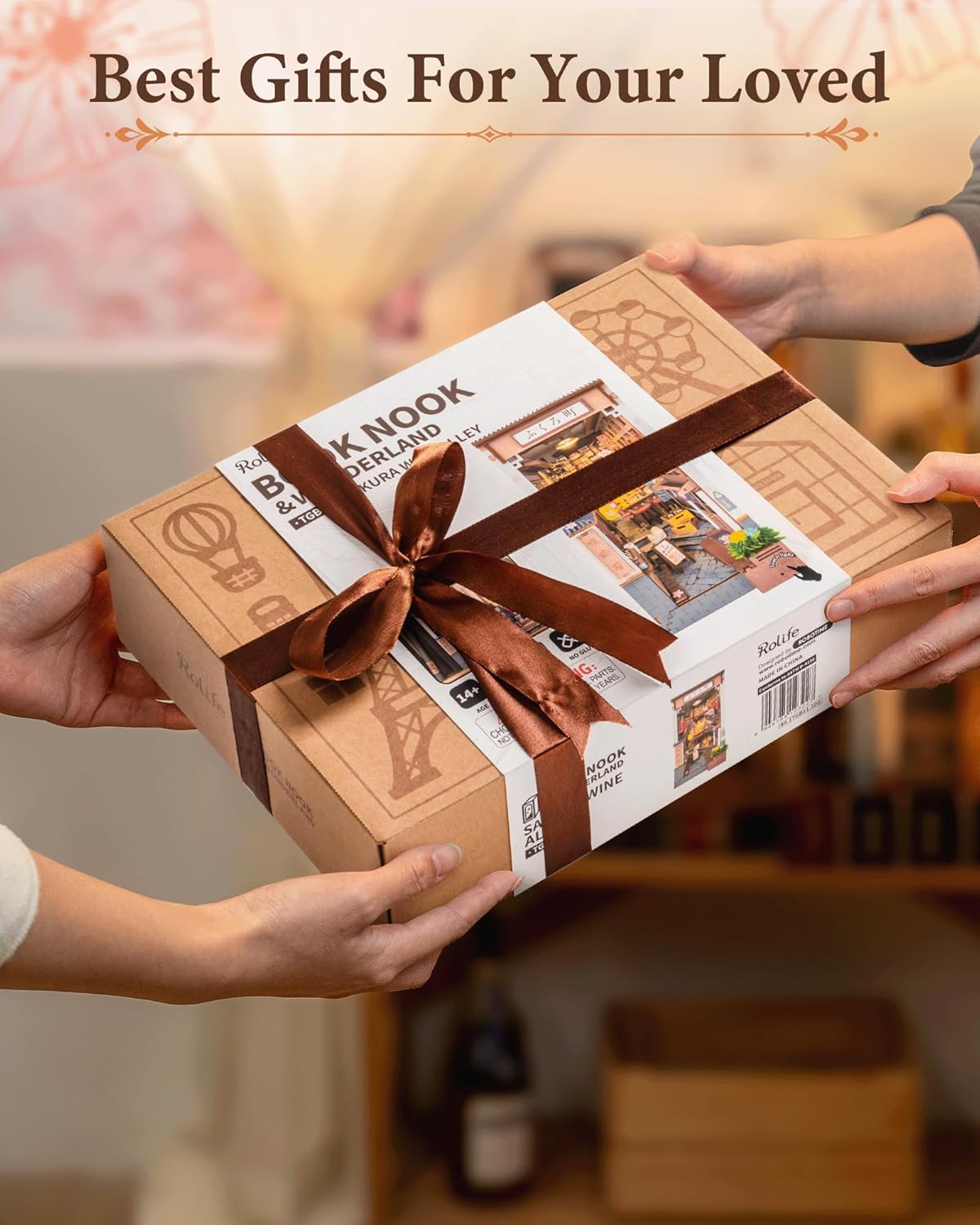 Rolife Book Nook Kit - Sakura Wine Alley 3D Wooden Puzzle | Japanese-Inspired DIY Miniature Dollhouse for Bookshelf Decor
