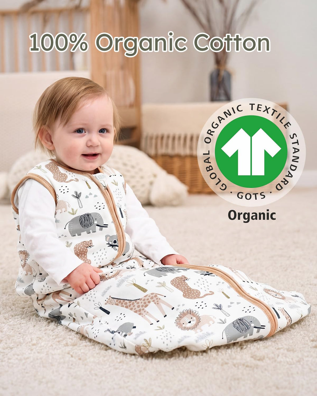 Yoofoss Baby Sleep Sack - 1.5 Tog Organic Cotton Wearable Blanket for 12-18 Months | Warm & Comfy