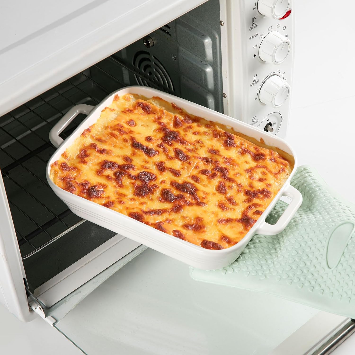 Sweejar Casserole Dishes - Ceramic 9x13 Baking Pans Set for Cooking & Daily Use | White Porcelain Lasagna Pan with Handles