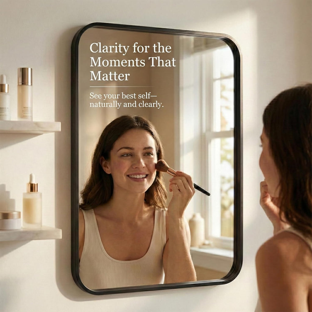 Regine Switzerland Matte Black Bathroom Vanity Mirrors - 24x36 Inch Flush Mount Deep Set Design | HD Shatterproof Glass