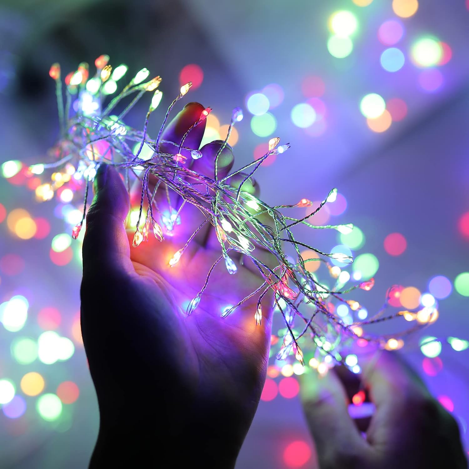 Minetom 10Ft 200LED Fairy Lights - Waterproof Silver Wire Starry String Lights for Bedroom & Wedding Decor