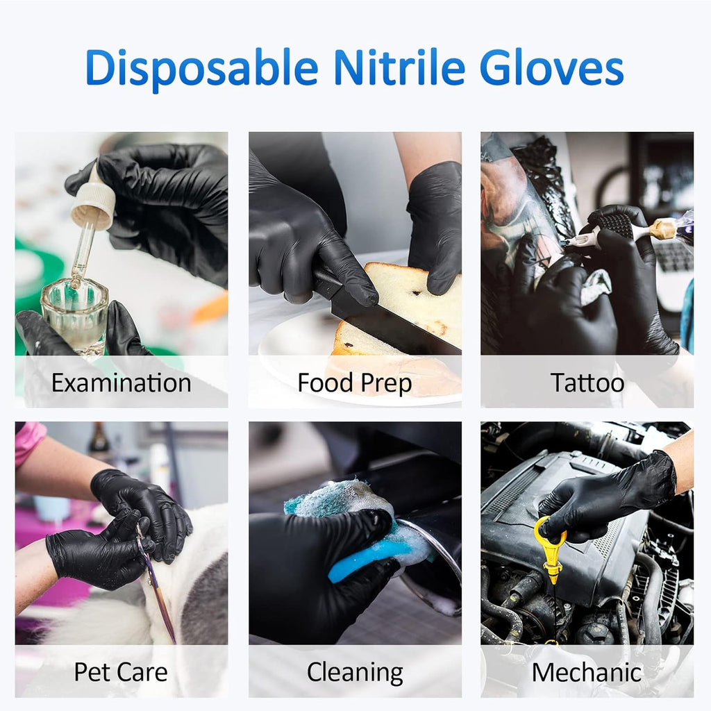 Schneider Nitrile Exam Gloves - 4 Mil Black Disposable, Latex-Free & Food Safe for Cooking & Prep