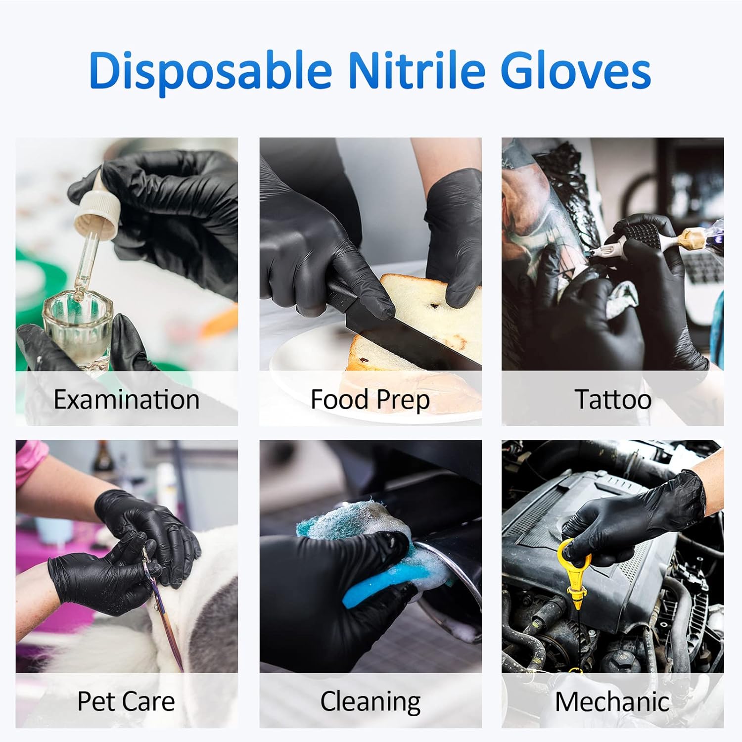 Schneider Nitrile Exam Gloves - 4 Mil Black Disposable, Latex-Free & Food Safe for Cooking & Prep