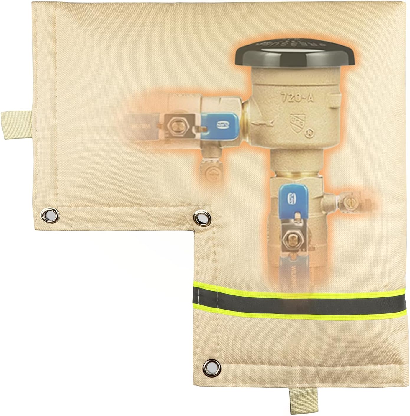 Outdoor Backflow Preventer Cover - Insulated Pouch for Freeze Protection | Beige, 14”W X 13”H