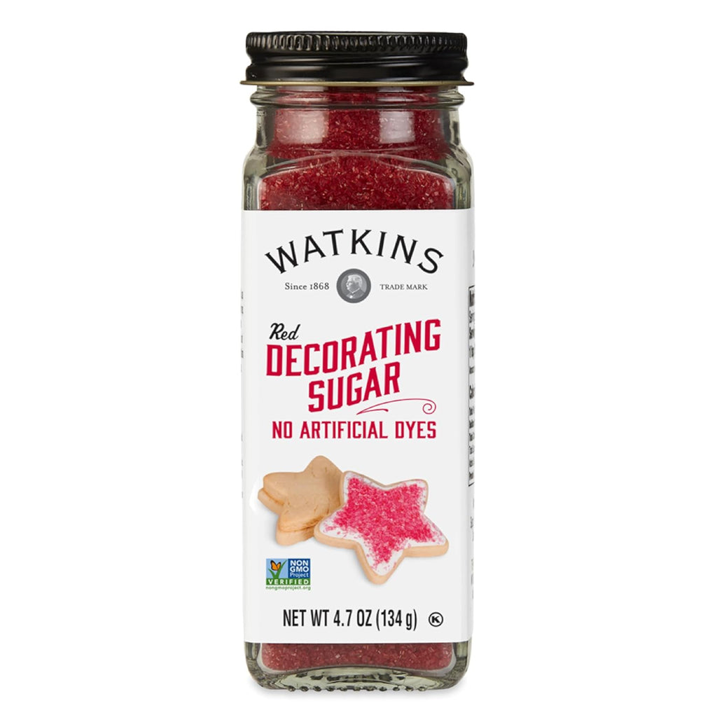 Watkins Red Decorating Sugar - Non-GMO & Kosher | No Artificial Dyes, 4.7 Ounce Jar