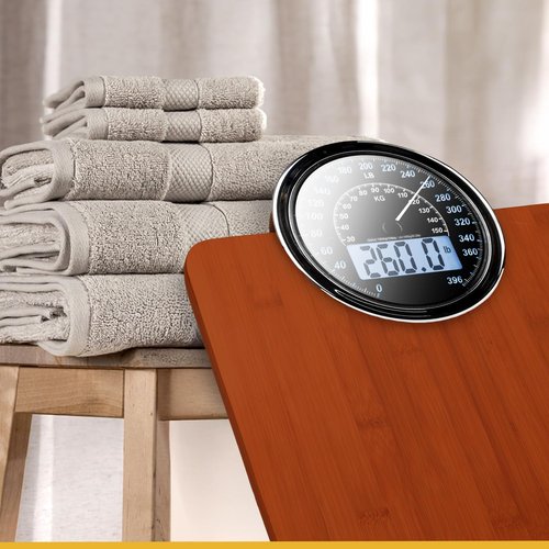 ZENO Hybrid 2-in-1 Analog & Digital Weighing Scale for Body Weight up to 400lbs - Thick Tempered Glass - Extra Large Display - Easy to Read Digital Bathroom Scale - New - Dark Wood