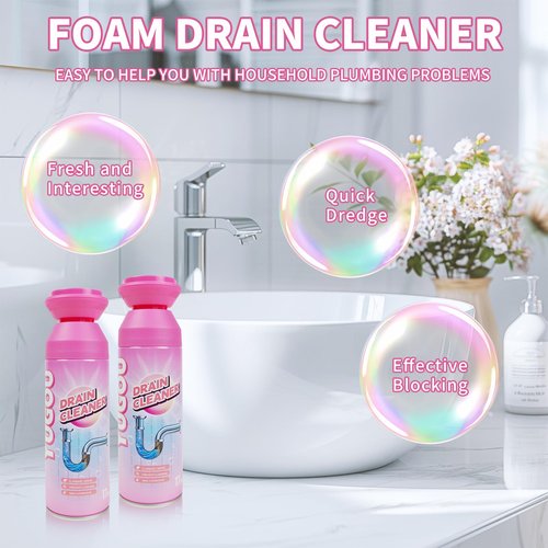 Yugou Foaming Drain Cleaner, Sink Cleaner and Deodorizer, Drain Clog Remover for Kitchen Sinks, Shower Drains, Tubs (1pcs)