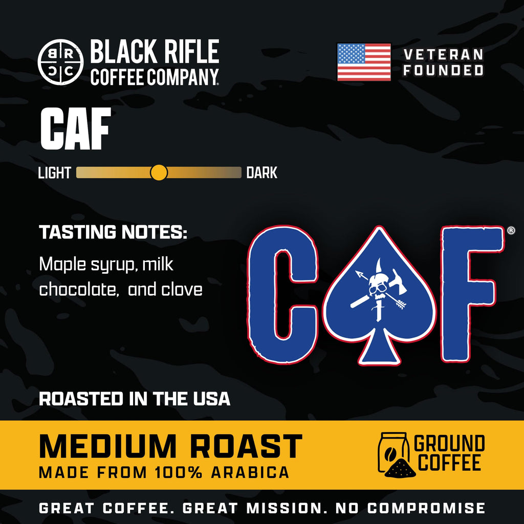 Black Rifle Coffee Company CAF, 5 lb Bag, Ground Coffee Medium Roast - Roasted Blend Made from Arabica Beans - Colombian & Brazilian Beans - Veteran Founded & American Made
