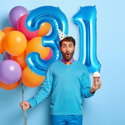 Blue Number 1 Balloon - 40 Inch Jumbo Foil Mylar Balloon for First Birthday Party & Anniversary Celebrations