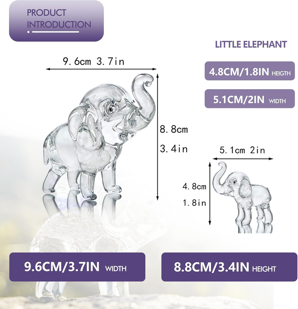 Regine Switzerland Set of 3 Crystal Elephant Figurines - Elegant Glass Collectibles for Home Decor | Perfect Gift for Mom