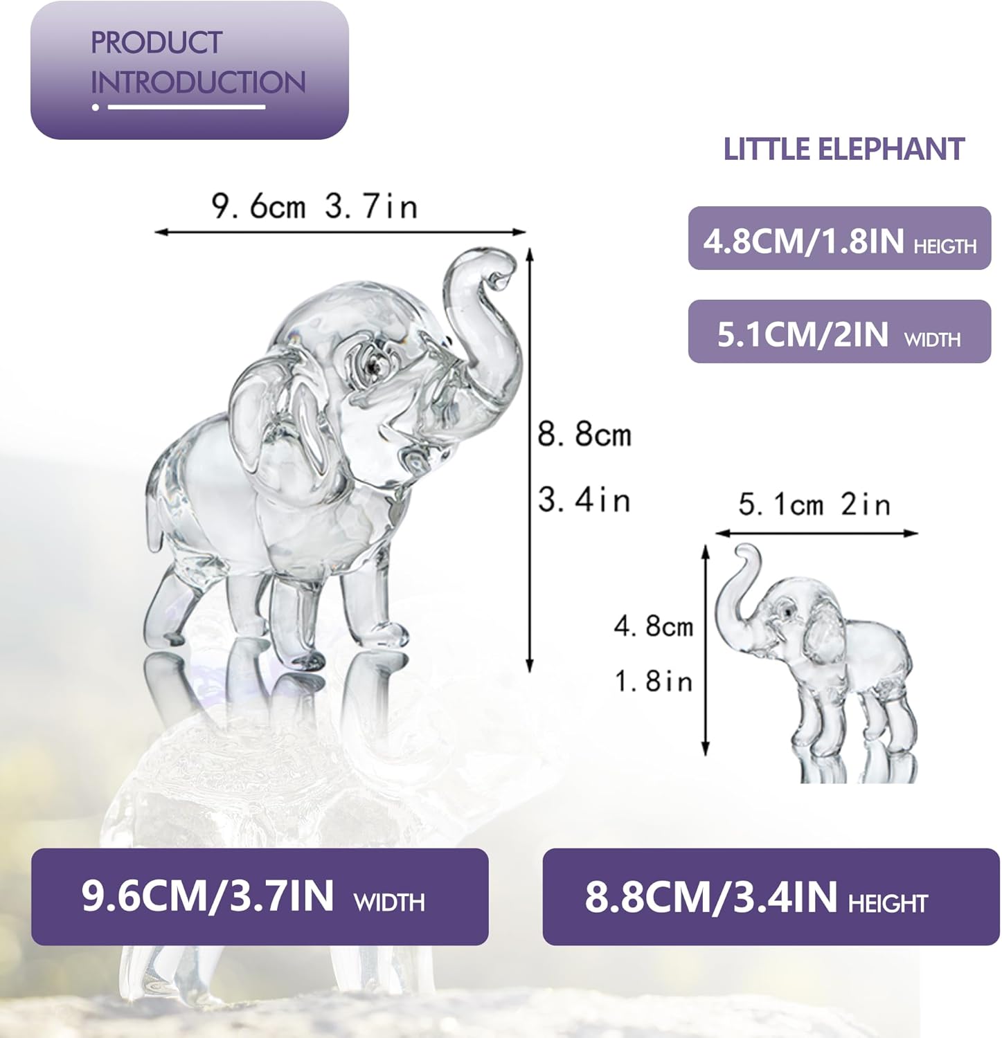 Regine Switzerland Set of 3 Crystal Elephant Figurines - Elegant Glass Collectibles for Home Decor | Perfect Gift for Mom