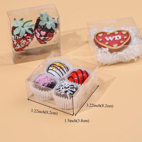 TEMLQPACK 100PCS Cookie Boxes 3¼"×3¼"×1½" Clear Mini Bakery Boxes for Donuts, Cookies, Macarons, Brownies, Soap & Chocolate Truffles