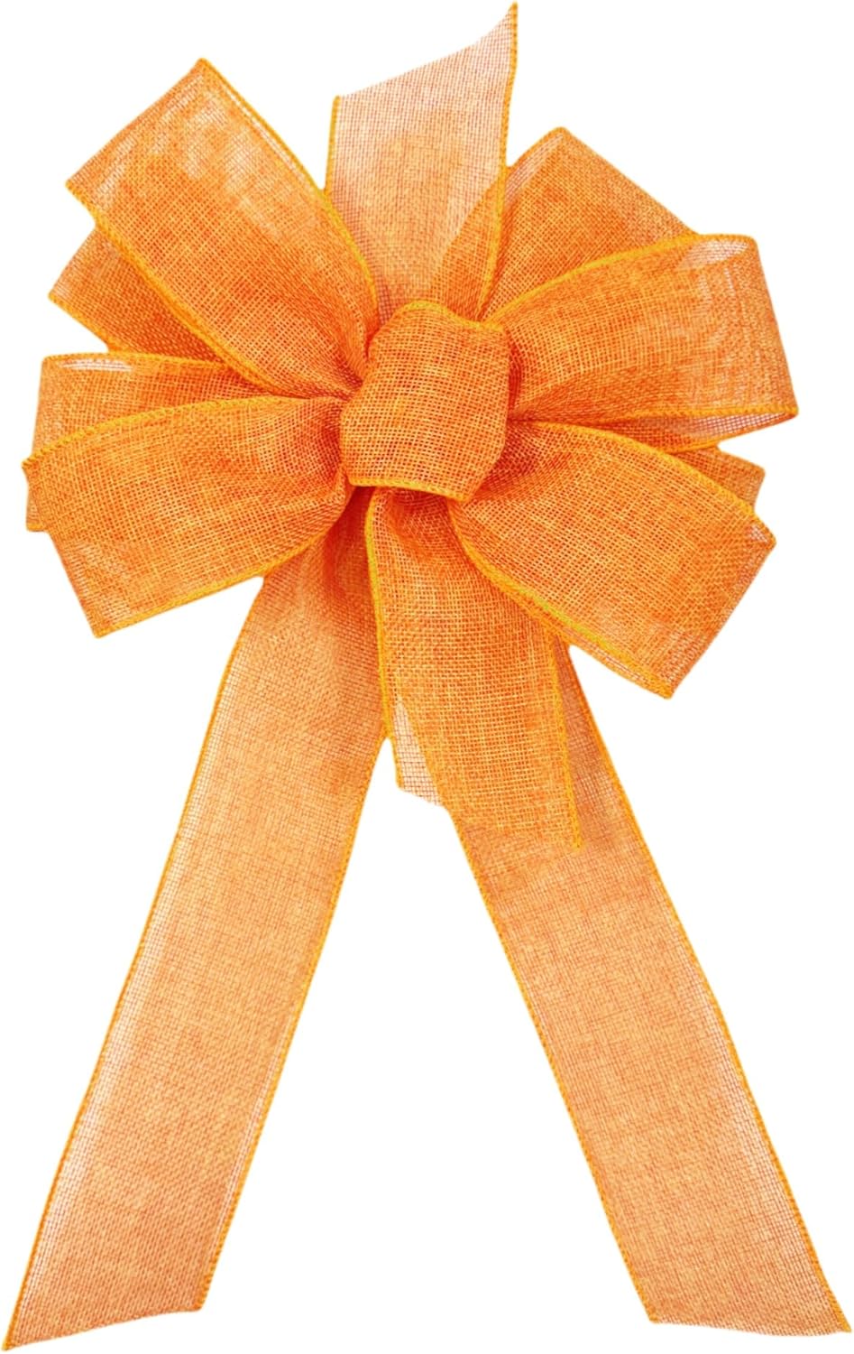 Meseey Burlap Ribbon Bow - Natural Jute Wreath Decoration | 10 x 20 Inches (Orange)
