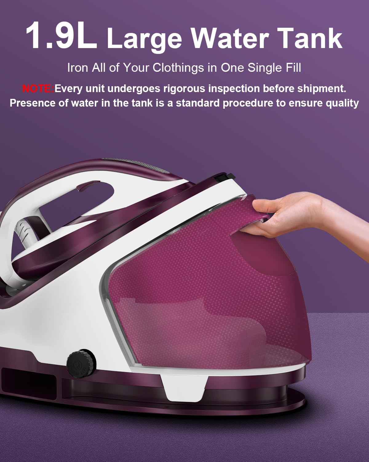 Martisan Digital Steam Generator Iron - 1800W Power, 8 Bar Pressure, 1.9L Tank, Fast Wrinkle Removal | Purple