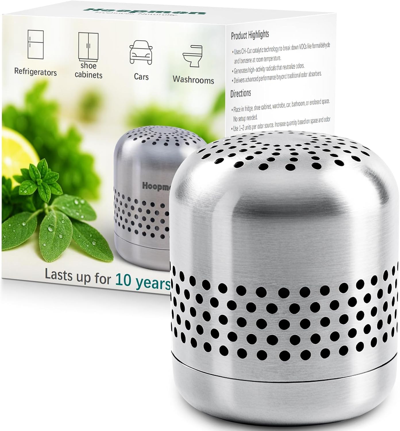Skiennix Fridge Deodorizer | Long-Lasting Odor Eliminator - Lasts 10 Years, Nano Catalyst Technology (1 Pack)