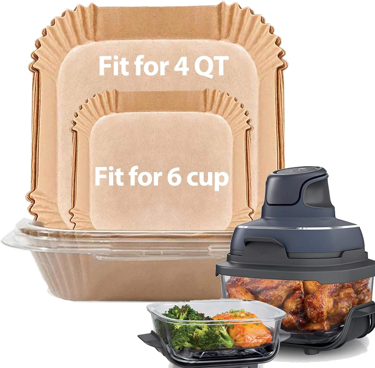 Ninja Air Fryer Liners - 250 Pcs Parchment Paper Accessories for Crispy Cooking