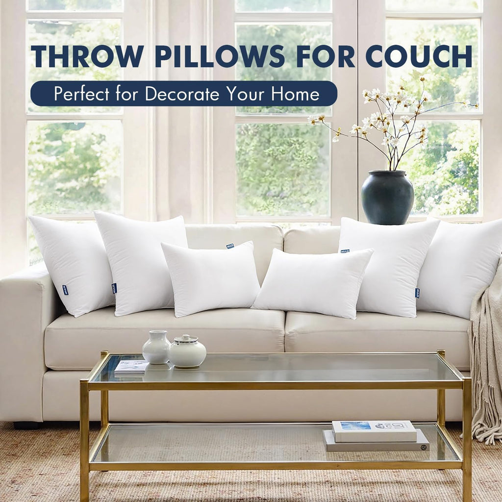 MIULEE Throw Pillow Inserts - Pack of 2, 16x24 Inch, 100% Virgin Fiber Filling for Bed & Couch