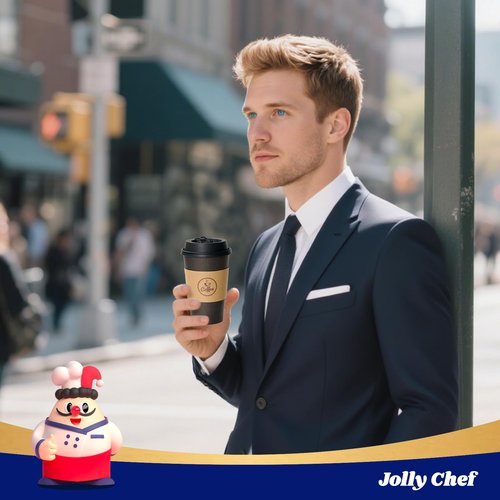 JOLLY CHEF 16 oz Coffee Cups-100 Pack, Disposable Black Hot Paper Cups with Lids, Sleeves and Stirrers for all Kinds of Beverages