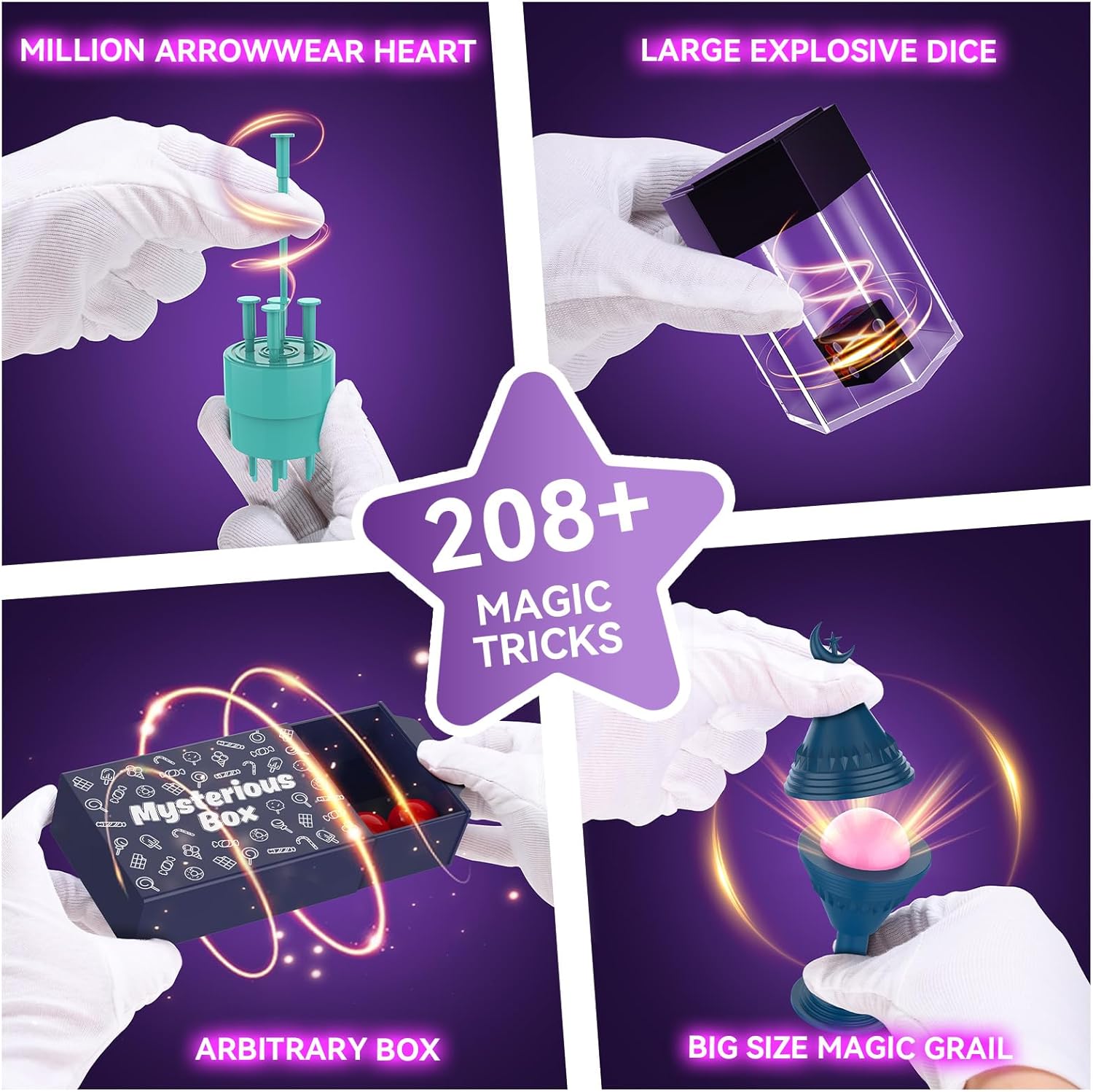 Nicella Magic Kit - 208+ Magic Tricks for Kids Age 6-12 | Beginner-Friendly Set with Manual & Video