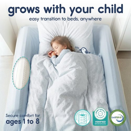 Hiccapop [2-Pack] Foam Bed Bumpers for Toddlers, Toddler Bed Rails w/ Water-resistant Cover, Bed Guard Rail for Toddlers for Twin, Queen, King Beds