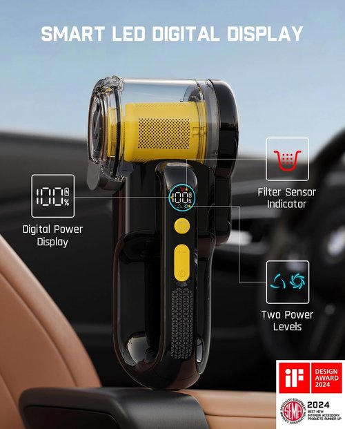 Fanttik Fold V10 APEX Cordless Car Vacuum - 17000Pa Suction Power, Smart LED Display, Portable Design