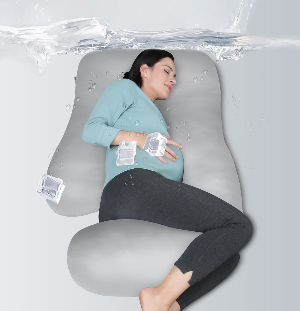 MOON PARK Pregnancy Pillow - U-Shaped Full Body Maternity Support for Back, Belly & Hips - 57 Inch - Light Grey