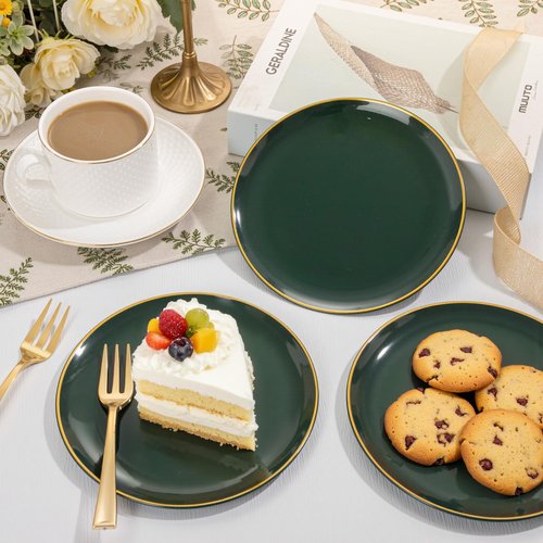 Festiva 200Pcs Green Dessert Plates 6.3" with Plastic Forks 5"- Small Disposable Plates- Dessert/Cake/Appetizer Plastic Plates include 100Plates 100Forks for Birthday Party&St.Patrick's Day& Easter