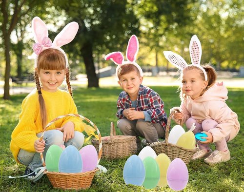 Dreidel Company Colorful Fillable Easter Eggs - 8" Giant Plastic Eggs for Egg Hunts | 4-Pack