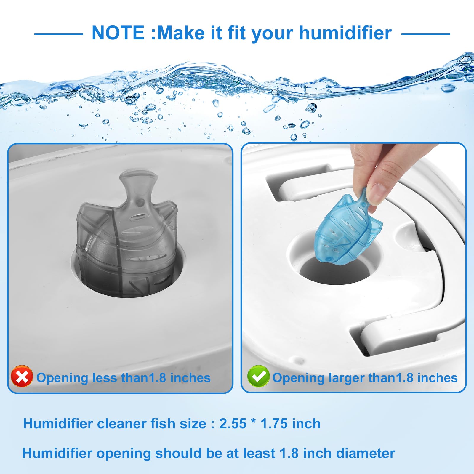 10PC Humidifier Cleaner Fish Universal Humidifier Tank Cleaner Works in All humidifiers and Fish Tanks Purifies Water, Prevent Hard Water Build-Up,Demineralization Cleaner(Blue Yellow Purple)