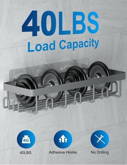 GVY Shower Caddy 5 Pack - Rustproof Adhesive Bathroom Organizer Shelves | No Drilling, Perfect for Home Decor