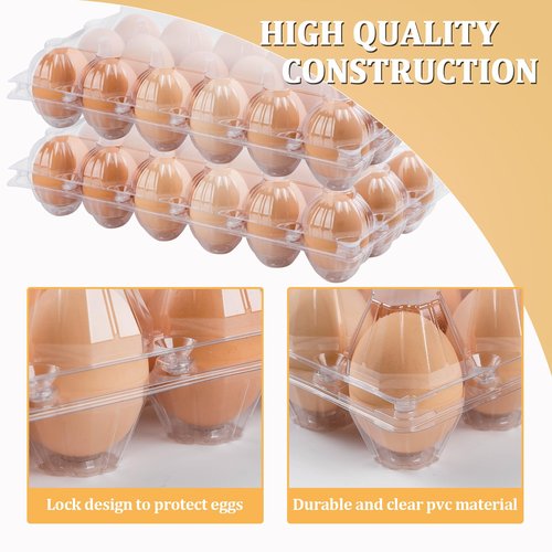 APOCHON 40PCS Plastic Egg Cartons 18 Count,Clear Egg Cartons Cheap Bulk for Fresh Eggs,Reusable Egg Holder for Family,Pasture,Farm Markets Display - Medium Egg Containers 3x6 Grids
