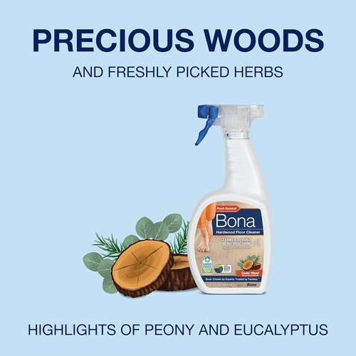 Bona Hardwood Floor Cleaner Spray - 32 Fl Oz | Cedar Wood Scent - Refillable & Residue-Free Solution