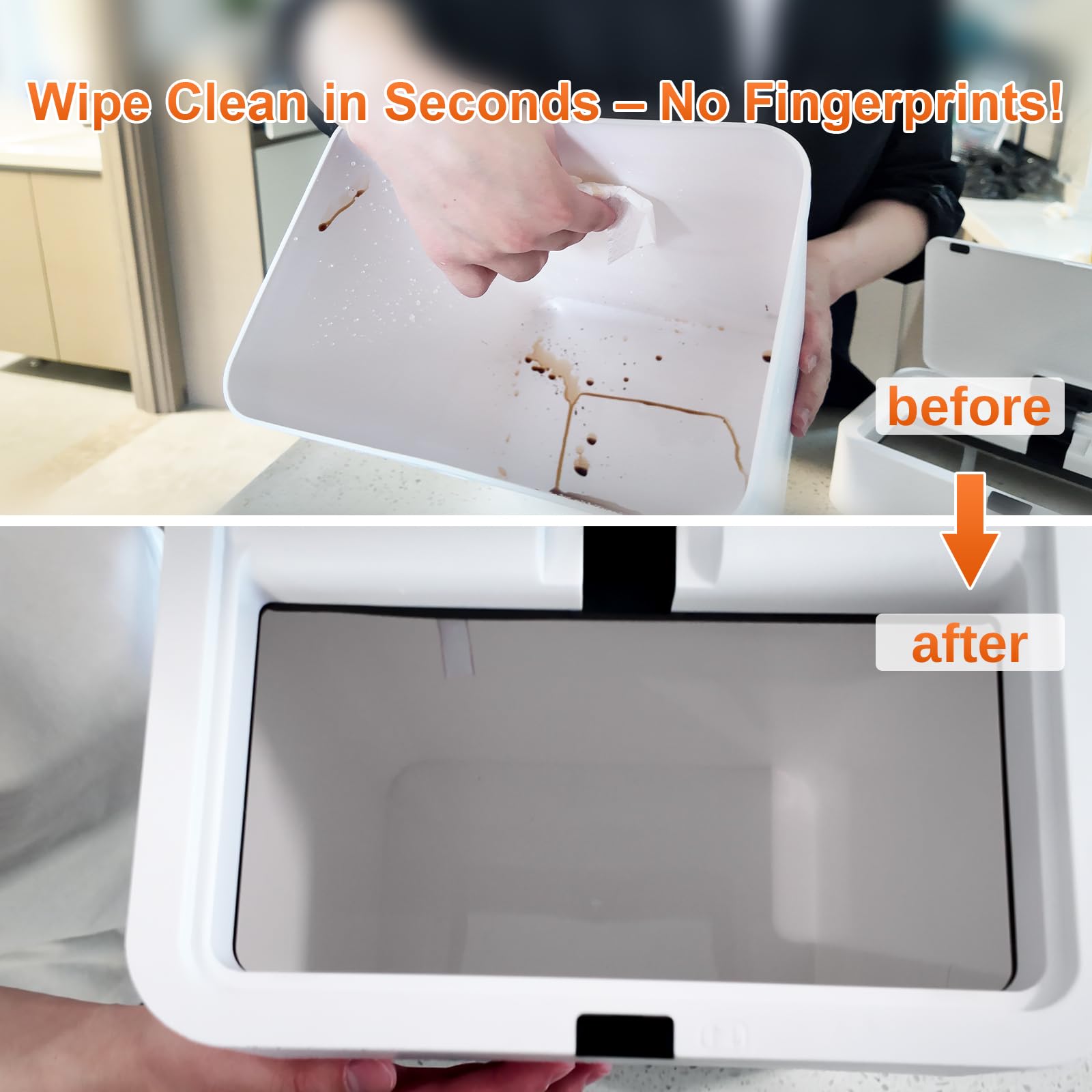 LYNLOO Gallon Motion Sensor Bathroom Trash Can with Lid, Automatic Garbage Bin for Bathroom, Slim Plastic Narrow Bedroom Trash Bin Garbage Can, 15L