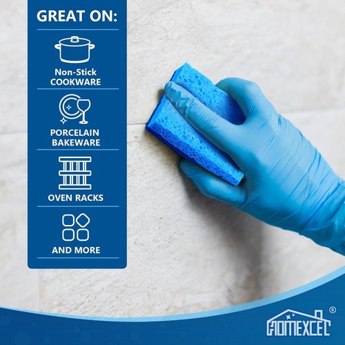 HOMEXCEL Kitchen Sponges - 24 Non-Scratch Dual-Sided Cleaning Sponges for Safe Use on Cookware