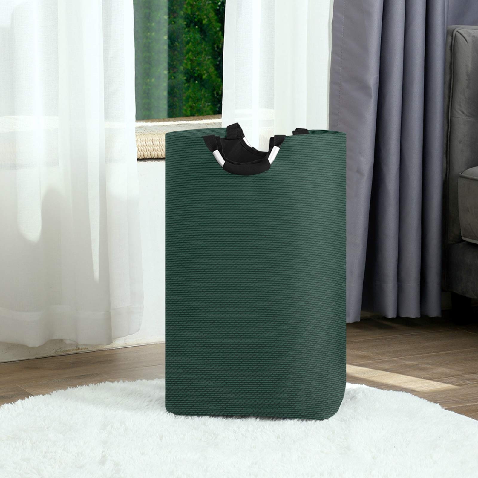 Qilmy Hunter Green Laundry Hamper Large Waterproof with Handle Laundry Baskets Foldable Lightweight Store Basket for Bathroom Bedroom