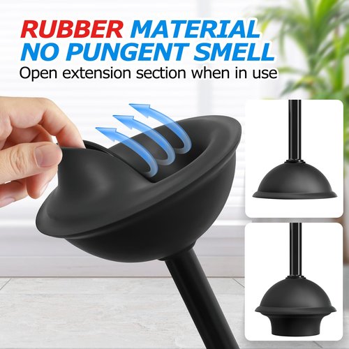 FORASTO 2Pack 2 in 1 Toilet Brush and Plunger Set, Extended Handle Plunger,Toilet Bowl Brush Plunger Set,Bathroom Cleaning Tools,Toilet Brush Plunger Combo,Cleaning Brush,Cleaning Supplies