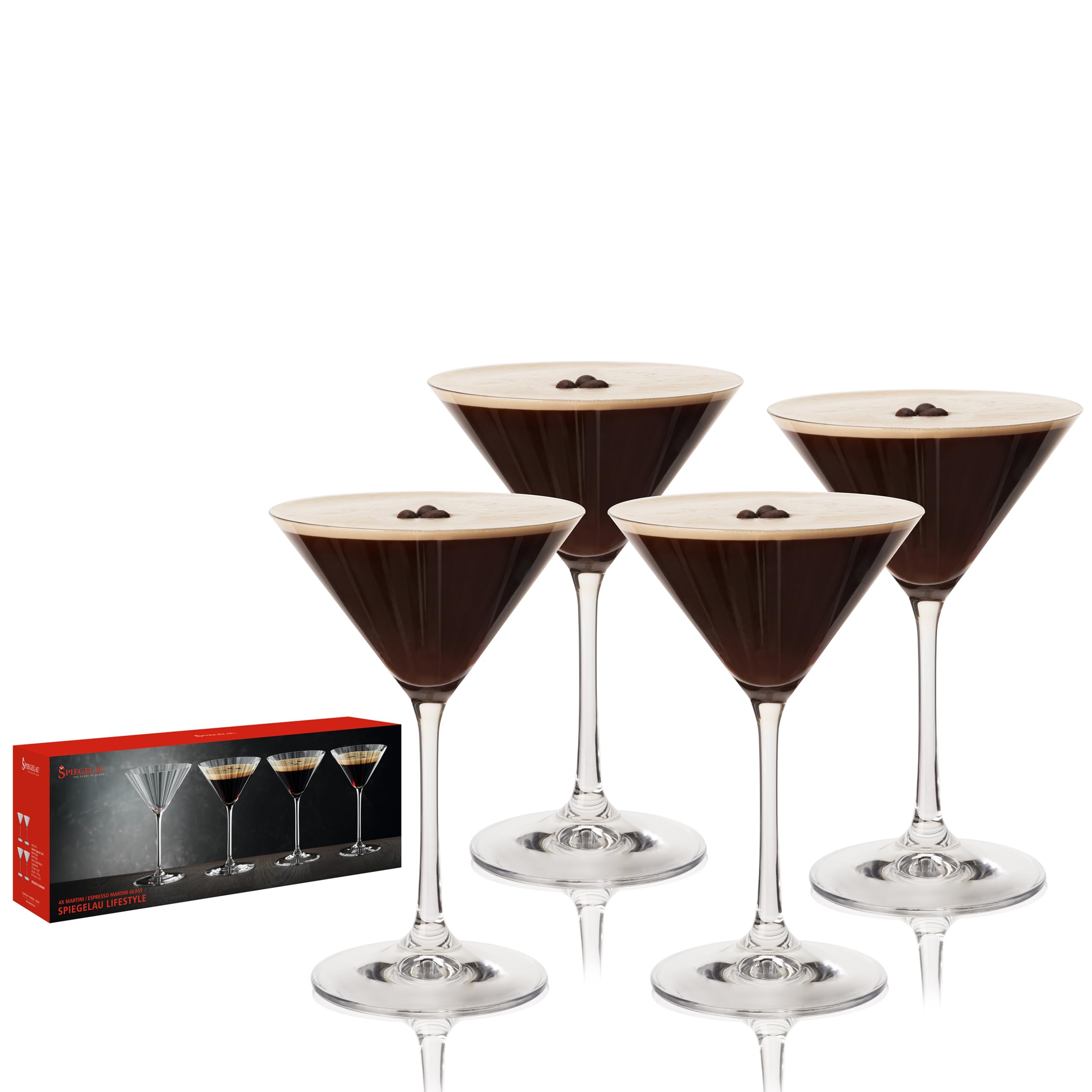 Spiegelau Espresso Martini Glass, Crystal Martini Glasses for Cocktails, Dishwasher Safe, Diamond Cut Glassware for Home Bar, 8.4 oz, Set of 4
